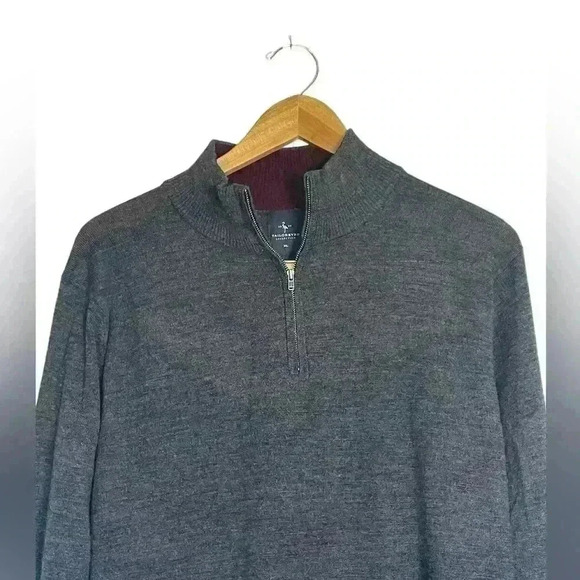 TailorByrd 1/4 Zip 100% Marino Wool Gray Men’s Sweater Size XL Classic Pullover - Picture 2 of 11